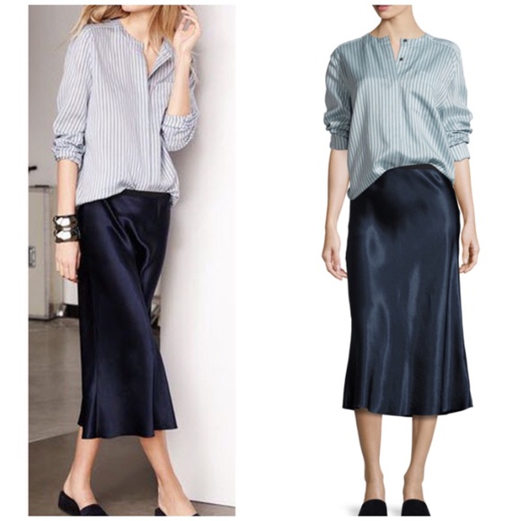 vince satin slip midi skirt